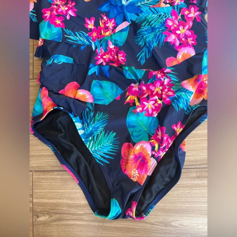 Coco Reef Charisma Bra Sized Underwire Bandeau One Piece Swim Size 12 36DD - Picture 2 of 7